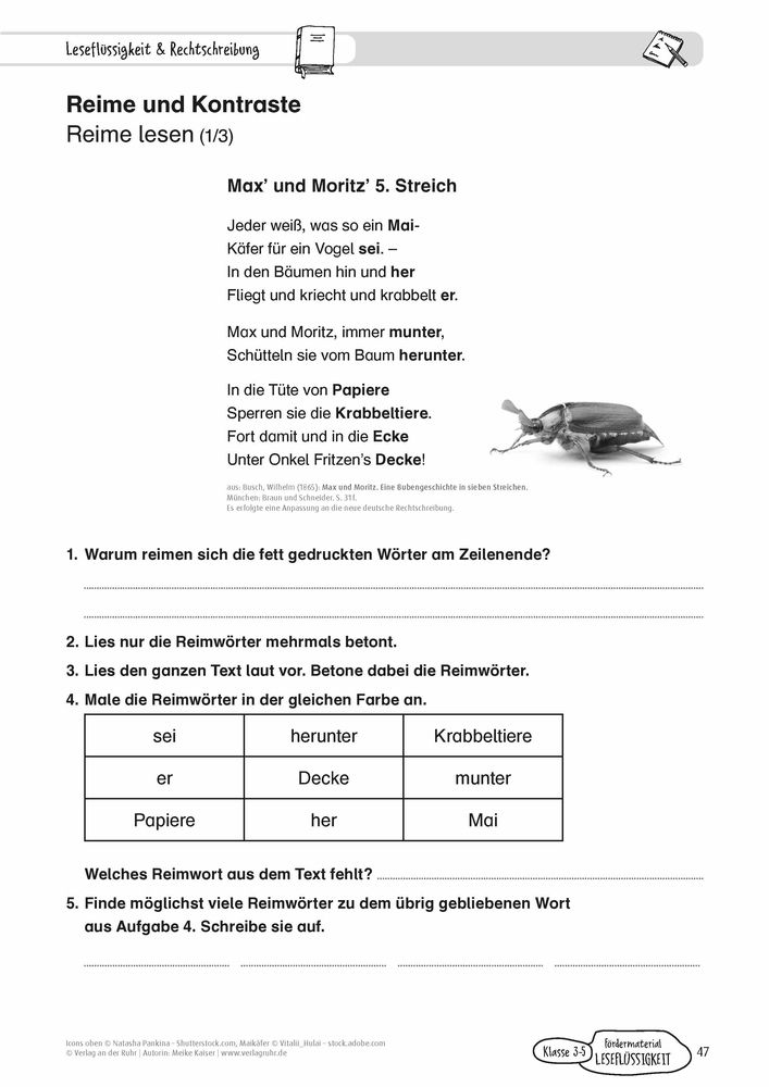 Fördermaterial Leseflüssigkeit – Klasse 3-5