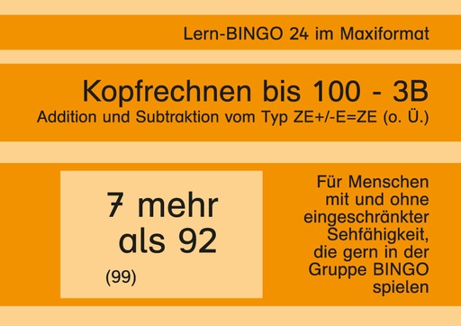 [800511] Lern-BINGO 3B Addition Subtraktion (ZE+/-E=ZE o.Ü) bis 100 PDF