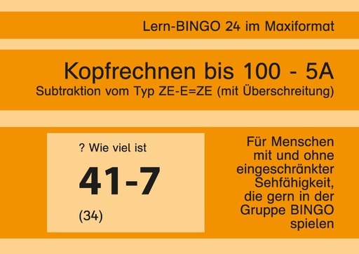 [800514] Lern-BINGO 5A Subtraktion (ZE-E=ZE m.Ü) bis 100 PDF