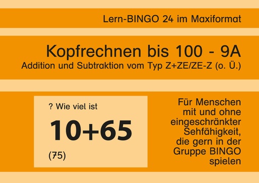 [800522] Lern-BINGO 9A Addition Subtraktion (Z+ZE/ZE-Z o.Ü.) bis 100 PDF