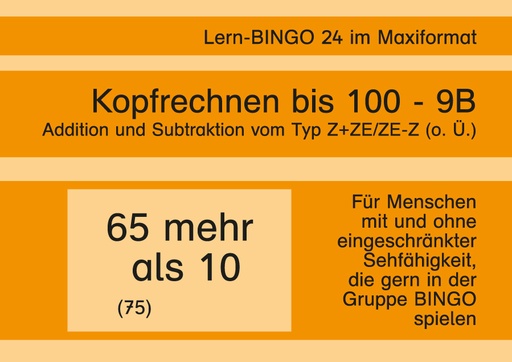 [800523] Lern-BINGO 9B Addition Subtraktion (Z+ZE/ZE-Z o.Ü.) bis 100 PDF