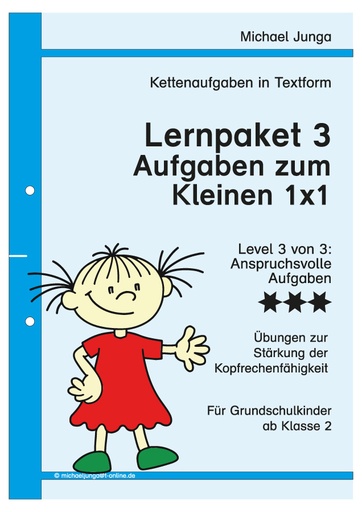 [800529] Kettenaufgaben in Textform Lernpaket 3 Aufgaben zum Kleinen 1x1 PDF