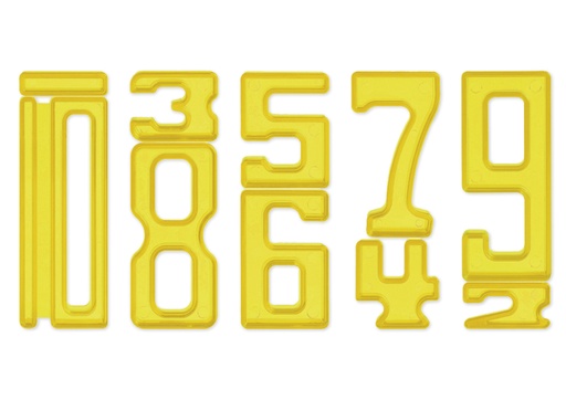 [57184] Zahlen-Bausteine "Zahl auf Zahl", 35-tlg, gelb