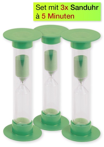 [57130] Einfache Maxi-Sanduhren 5 Minuten, grün, 3er-Pack