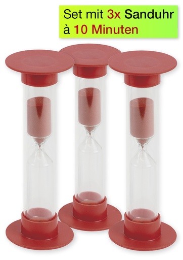 [57131] Einfache Maxi-Sanduhren 10 Minuten, rot, 3er-Pack